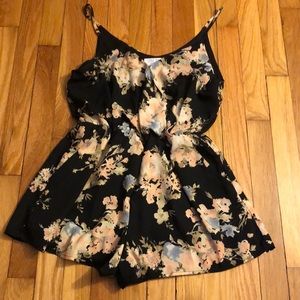 Black Floral Romper M